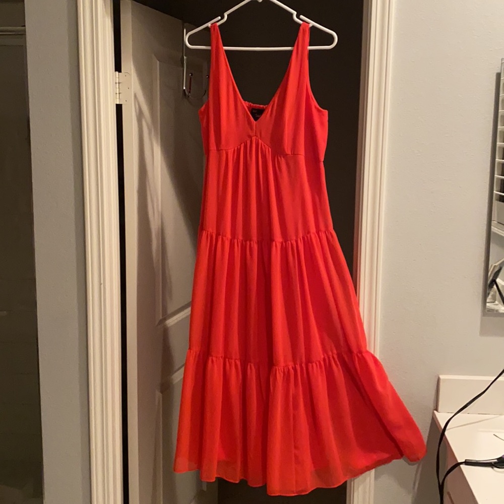 Red/Coral 3/4 length a-line dress